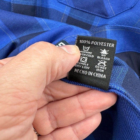 DIXXON Dawson blue gorpcore polyester unisex workwear oversized flannel XS - Picture 7 of 12